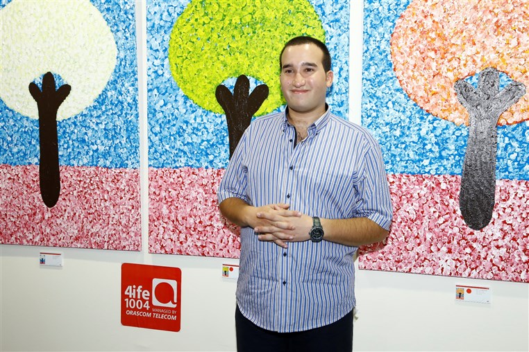 Autistic Artist Ali Tlais Showcased His Paintings Entitled Promenade dans un Verger at the Biel Art Exhibition